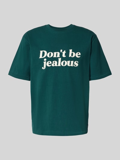 REVIEW T-Shirt mit geripptem Rundhalsausschnitt Dunkelgruen 2