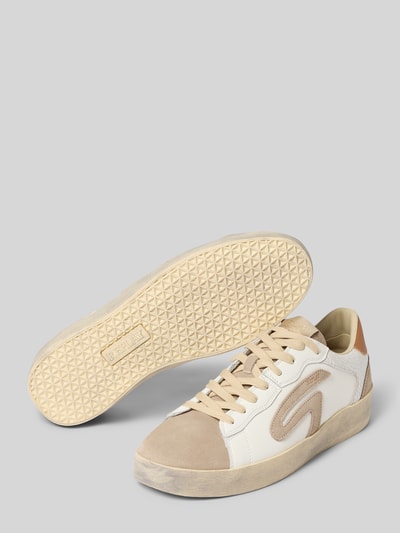 Produktfoto, Sneaker mit Logo-Detail Modell 'RAPID' von Replay, beiger und weißer Materialmix, strukturierte Sohle, abgerundete Form