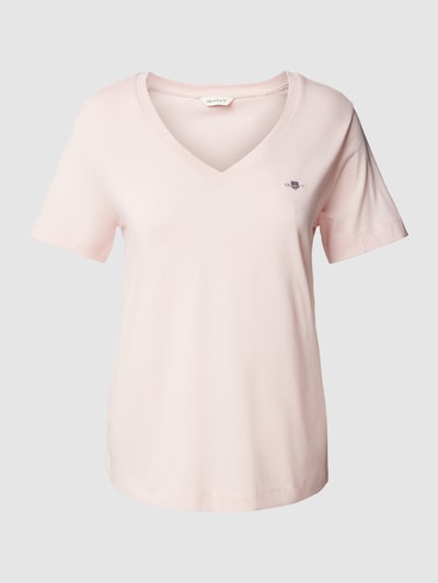 GANT T-shirt z dekoltem w serek Różowy 2