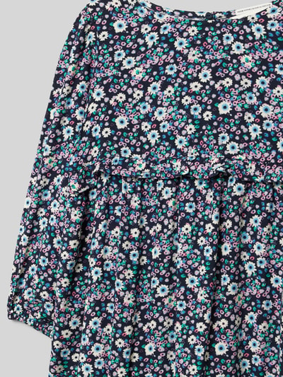 Tom Tailor Tailliertes Freizeitkleid mit Allover Print und Volants Marine 2