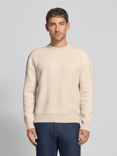 BOSS Orange Sweter o kroju regular fit z mieszanki żywej wełny model ‘KOLTORP’ Złamany biały 4