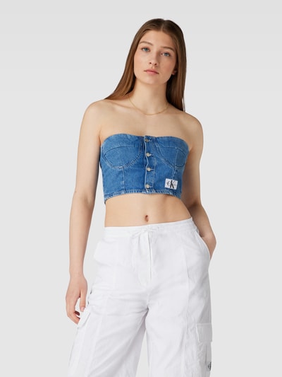 Calvin Klein Jeans Top bandażowy z imitacji denimu Jeansowy niebieski 4