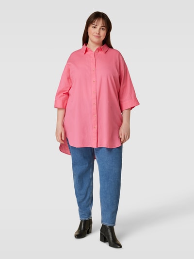 Fransa Plus Bluzka koszulowa PLUS SIZE z rękawem o dł. 3/4 model ‘Maddie’ Mocnoróżowy 1