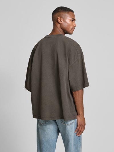 American Vintage Oversized T-shirt van puur katoen, model 'AFOMA' Middenbruin - 5