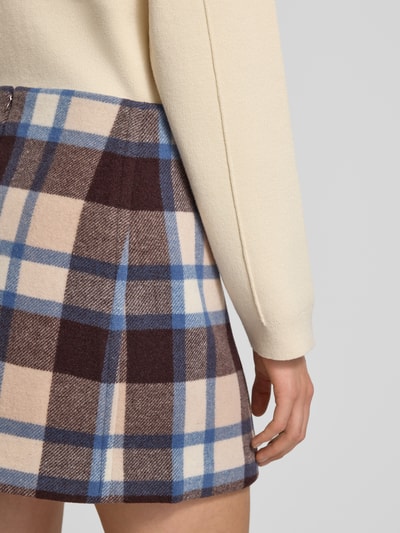 MAX&Co. Leicht ausgestellter Wollrock mit Karomuster Modell 'OZONO' Sand 3
