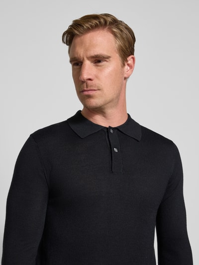 Christian Berg Men Slim fit gebreide pullover van wolmix Zwart - 3