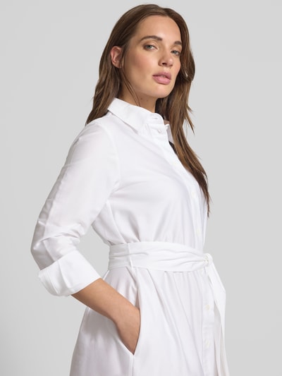 Seidensticker Sukienka koszulowa z haftem angielskim Biały 3