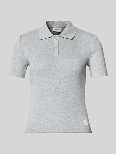 Calvin Klein Jeans Slim fit poloshirt met labeldetail Lichtgrijs gemêleerd - 2