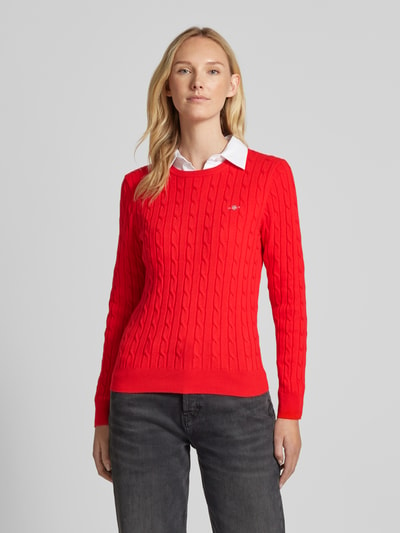 Gant Strickpullover mit gerippten Abschlüssen Rot 4