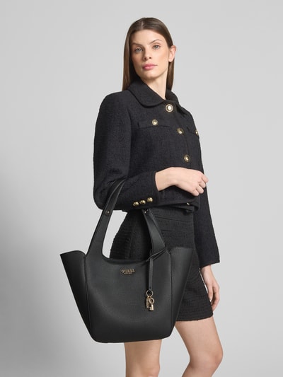 Guess Tote bag in leerlook met logo-applicatie, model 'Calista' Zwart - 1