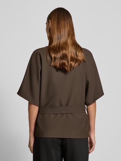 MOS MOSH Blouseshirt met strikceintuur, model 'Rikala Miley' Chocoladebruin - 5
