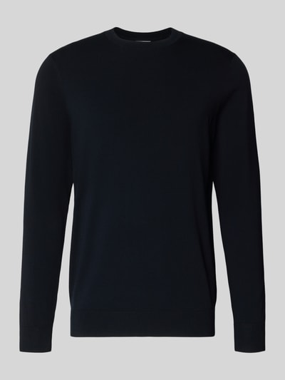 Profuomo Regular Fit Strickpullover mit Seide-Anteil Marine 2