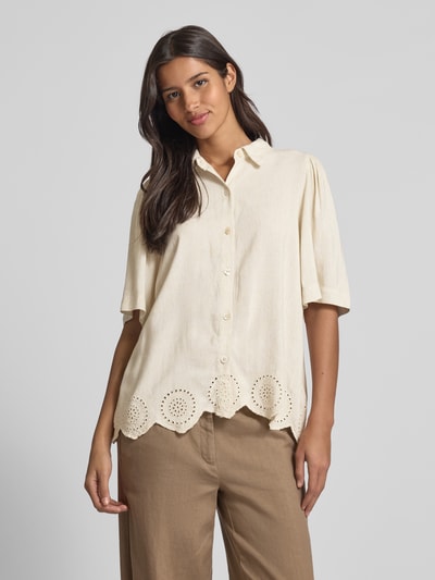 FREE/QUENT Regular Fit Bluse aus Viskose-Leinen-Mix Modell 'Linus' Beige 4