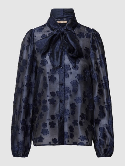 Stella Nova Comfortabele blouse met gebloemd stitchingmotief, model 'Erina' Marineblauw - 2