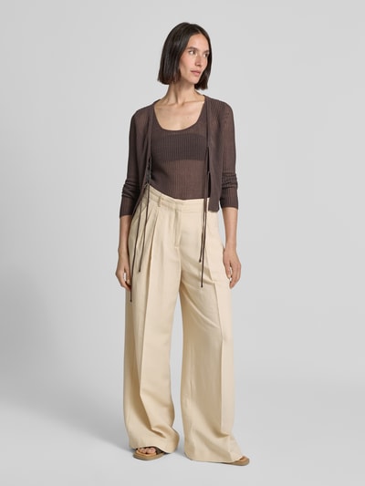 MANGO Strickjacke mit Vorderseite zum Binden Modell 'GERANIO' Dunkelbraun 1