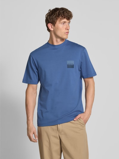 HUGO T-Shirt mit Label-Print Modell 'Dusplito' Rauchblau 4