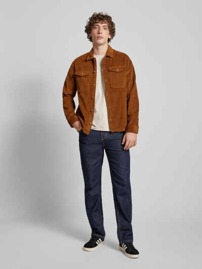 Jack & Jones Regular Fit Cordhemd mit Brustpattentaschen Modell 'EDDIE' Mittelbraun 1