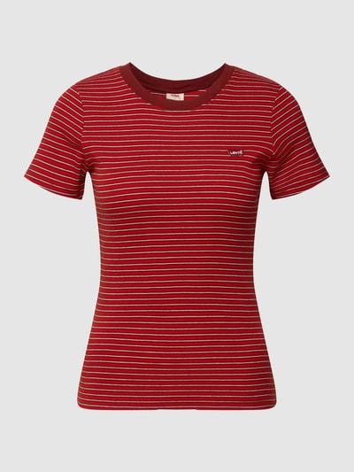 Levi's® T-Shirt mit Streifenmuster Modell 'SS RIB BABY TEE' Rot 2