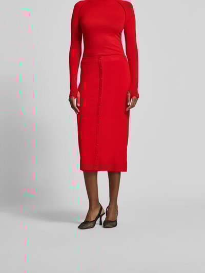 Victoria Beckham Midirock in Strick-Optik Rot 4