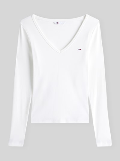 Tommy Jeans Slim Fit Langarmshirt mit Logo-Detail Offwhite 2