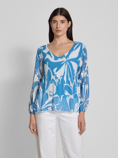 ZABAIONE Regular fit blouse met plissévouwen Oceaanblauw - 4