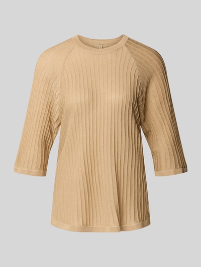 Soyaconcept Sweter z dzianiny z prążkowanymi wykończeniami model ‘VIOLETTA’ Piaskowy 2