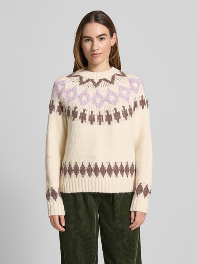 Christian Berg Woman Sweter z dzianiny z prążkowanymi wykończeniami Jasnobrązowy 4