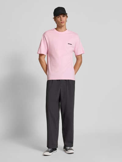 REVIEW T-shirt met logo en ronde hals Roze - 1