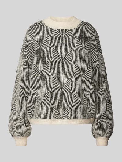 Pieces Loose Fit Strickpullover mit abstraktem Strickmuster Modell 'JENNA' Hellgrau 1