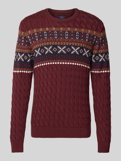 MCNEAL Strickpullover mit gerippten Abschlüssen Bordeaux 2
