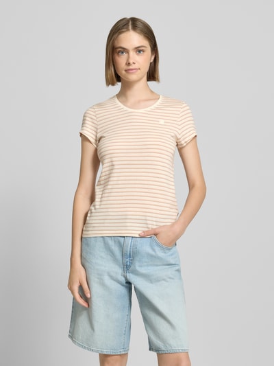 G-Star Raw Slim Fit T-Shirt mit Streifenmuster Modell 'Stripe eyben' Hellrosa 4