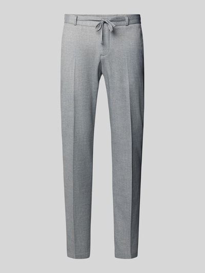 Produktfoto, graue Herren Hose mit Bügelfalten und Schnürung Modell 'SpartaFlex' von Zuitable, Material-Mix mit Lyocell-Anteil, Slim-Fit, Bundweite 45 cm, Innenbeinlänge 82 cm