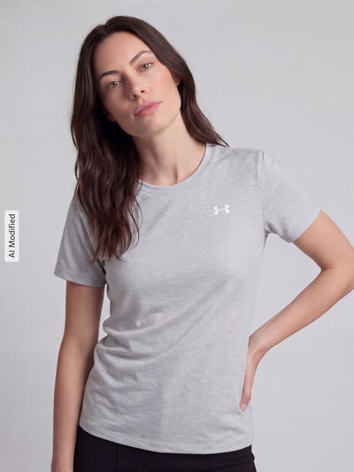 Under Armour Loose Fit Sport-T-Shirt mit Logo-Print Hellgrau 3