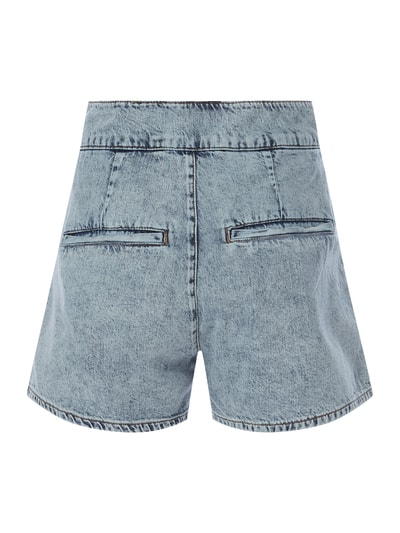 Review High Waist Jeansshorts mit Kellerfalten Jeansblau 4