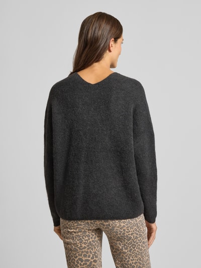 MOS MOSH Oversized gebreide pullover met ribboorden, model 'THORA' Donkergrijs - 5