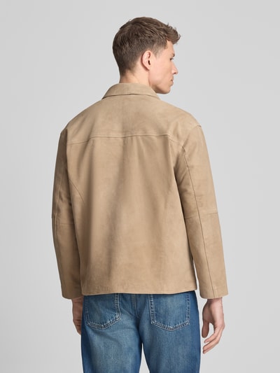 Selected Homme Regular Fit Lederjacke mit Umlegekragen Modell 'RORY' Sand 5