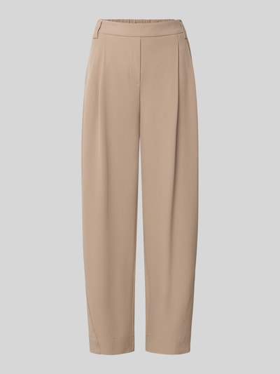 Produktfoto, beige relaxed Fit Gerade Hose mit Bundfalten Modell 'Metta' von OPUS PANTS, glatte Struktur, lockerer Schnitt