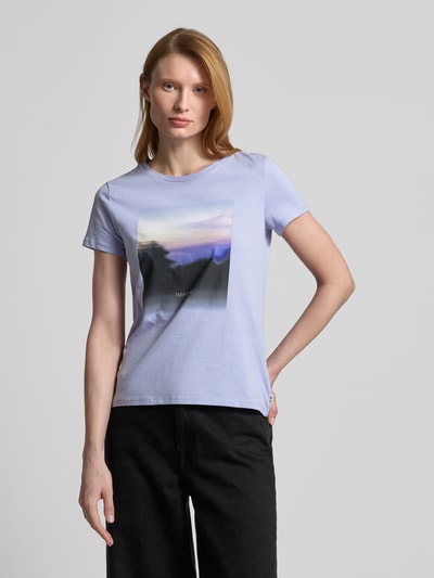 Tom Tailor Denim Regular Fit T-Shirt aus reiner Baumwolle mit Foto-Print Flieder 4