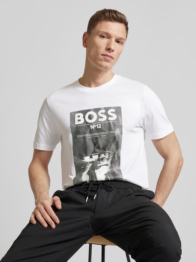 BOSS Orange T-Shirt mit Logo-Motiv-Print Weiss 3