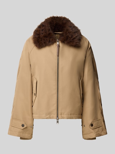 Produktfoto, Jacke mit Zweiwege-Reißverschluss und Ärmelriegeln von Beaumont Amsterdam in Beige, Baumwoll-Mix, Umlegekragen mit Kunstfell.