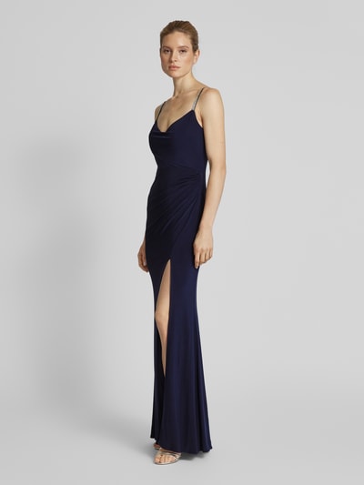 Luxuar Abendkleid mit Spaghettiträgern Marine 1