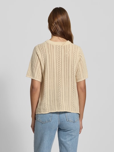 Pieces Regular fit gebreid T-shirt van puur katoen Beige - 5