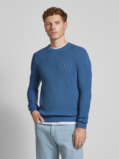 Calvin Klein Jeans Gebreide pullover met labelbadge Blauw - 4