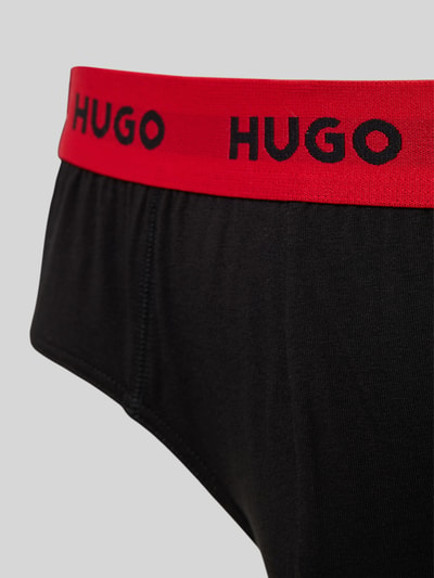 Produktfoto, Slip aus Baumwoll-Mix im 3er-Pack Modell 'HIPBRIEF' von HUGO, Optik: Unifarben, Label-Schriftzug, Label-Stitching, Bundabschluss: Elastisch, Material: Baumwoll-Mix