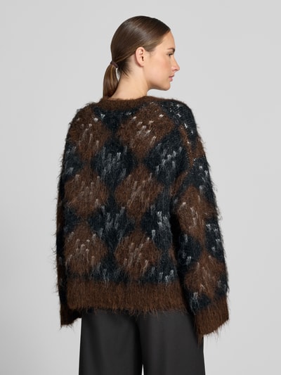 Neo Noir relaxed fit gebreide pullover van wolmix Donkerbruin - 5
