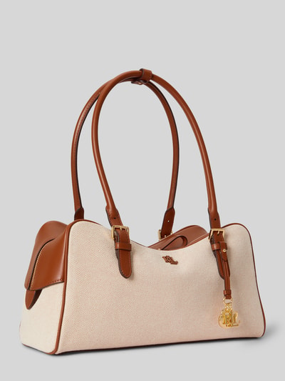 Lauren Ralph Lauren Henkeltasche aus reiner Baumwolle mit Leder-Besatz Modell 'MARCY' Cognac 3