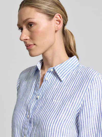 GANT Regular Fit Leinenbluse mit Hemdblusenkragen und Label-Stitching Royal 3