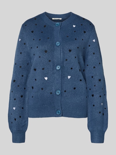 Tom Tailor Denim Regular Fit Strickjacke mit Stickereien Dunkelblau Melange 2