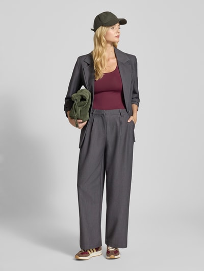 Only Relaxed fit lange blazer met viscose, model 'HATTIE-LANA' Antraciet gemêleerd - 1