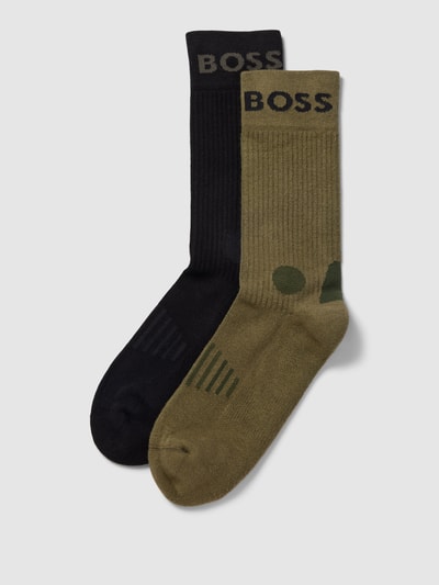 BOSS Socken mit Label-Schriftzug im 2er-Pack Modell 'Sport' Oliv 1